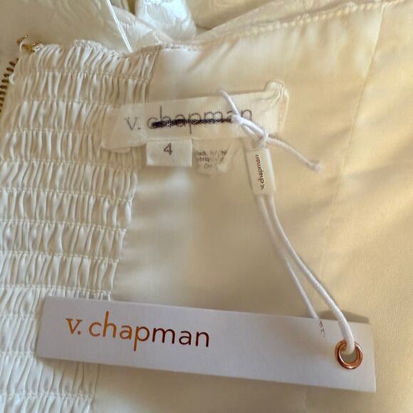 V. Chapman June Corset Jacquard Front-Slit Strapless Gown In Ivory Size 4 New - Picture 13 of 14